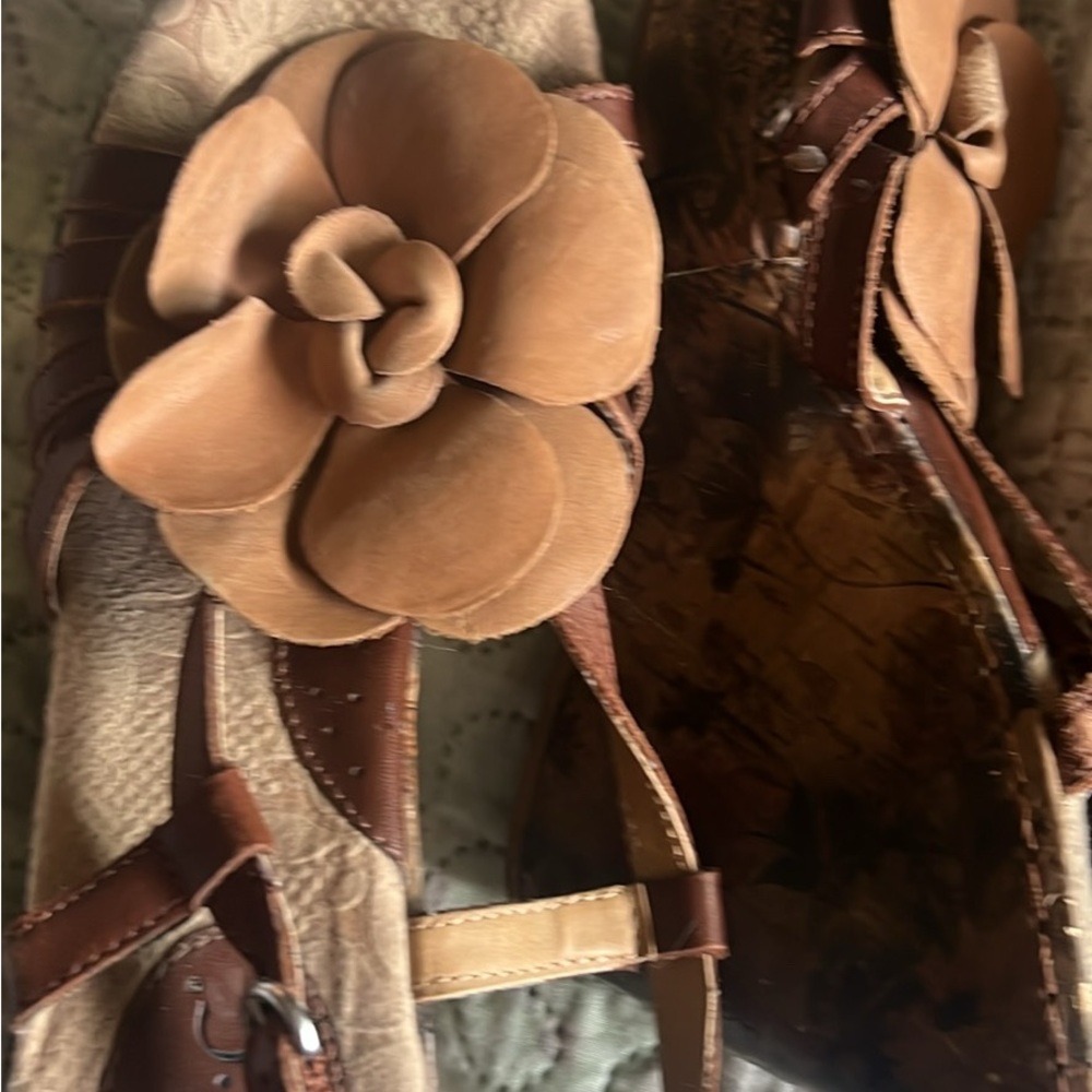 Born Tan and Brown Platform Sandals